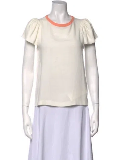Pre-owned Maje Crew Neck Short Sleeve Top In White