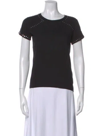 Pre-owned Maje Crew Neck Short Sleeve T-shirt In Black