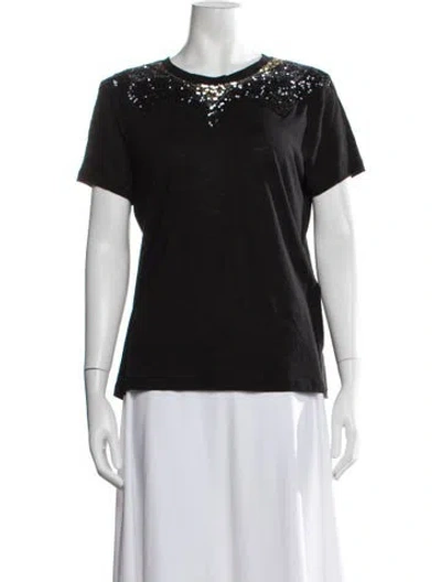Pre-owned Maje Crew Neck Short Sleeve T-shirt In Black