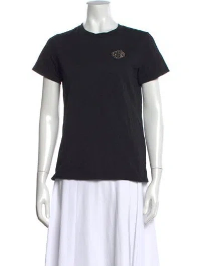 Pre-owned Maje Crew Neck Short Sleeve T-shirt In Black