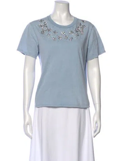 Pre-owned Maje Crew Neck Short Sleeve T-shirt In Blue