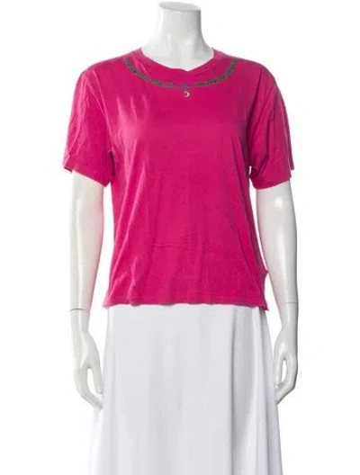Pre-owned Maje Crew Neck Short Sleeve T-shirt In Pink