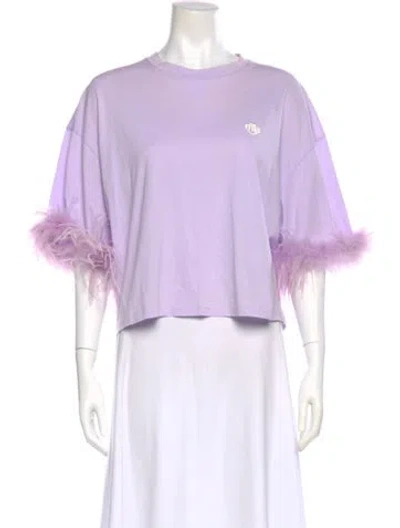 Pre-owned Maje Crew Neck Short Sleeve T-shirt In Purple