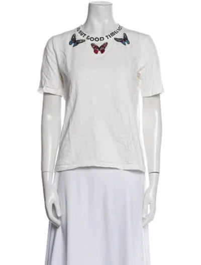 Pre-owned Maje Crew Neck Short Sleeve T-shirt In White