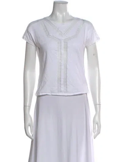 Pre-owned Maje Crew Neck Short Sleeve T-shirt In White