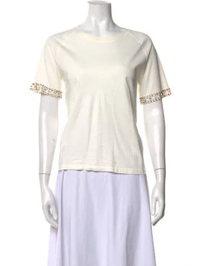 Pre-owned Maje Crew Neck Short Sleeve T-shirt In White