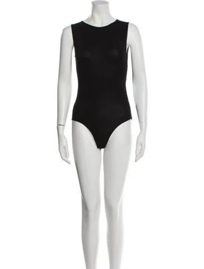 Pre-owned Maje Crew Neck Sleeveless Bodysuit In Black