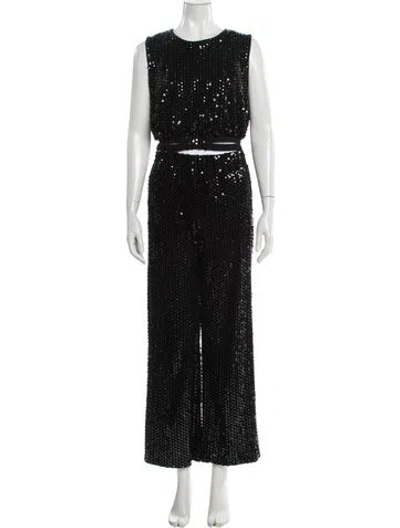 Pre-owned Maje Crew Neck Sleeveless Top In Black