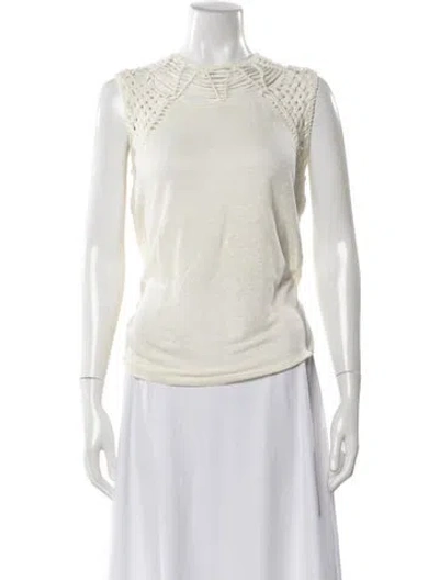 Pre-owned Maje Crew Neck Sleeveless Top In White