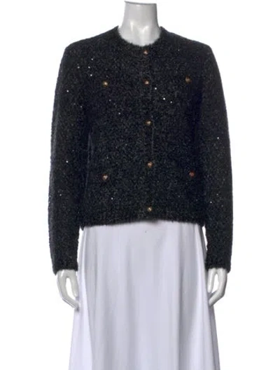 Pre-owned Maje Crew Neck Sweater In Black