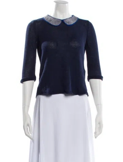 Pre-owned Maje Crew Neck Sweater In Blue