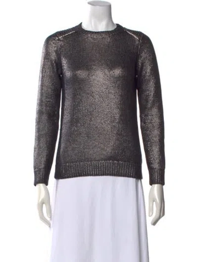 Pre-owned Maje Crew Neck Sweater In Blue/metallic