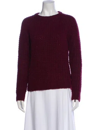 Pre-owned Maje Crew Neck Sweater In Burgundy