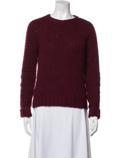Pre-owned Maje Crew Neck Sweater In Burgundy