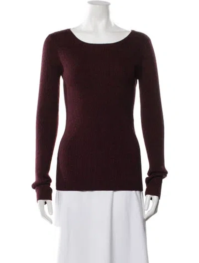 Pre-owned Maje Crew Neck Sweater In Burgundy