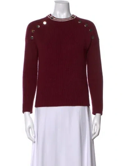 Pre-owned Maje Crew Neck Sweater In Burgundy