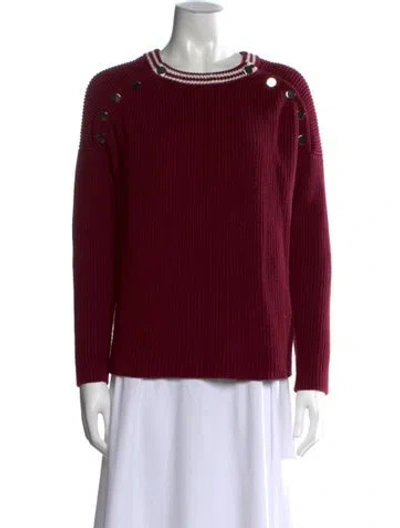 Pre-owned Maje Crew Neck Sweater In Burgundy