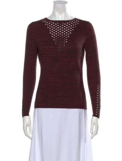 Pre-owned Maje Crew Neck Sweater In Burgundy