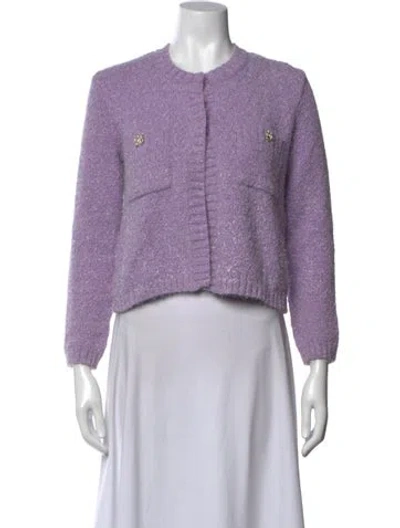 Pre-owned Maje Crew Neck Sweater In Metallic/purple