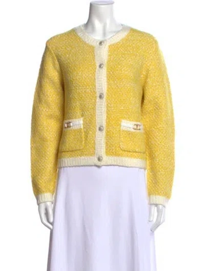 Pre-owned Maje Crew Neck Sweater In Metallic/yellow