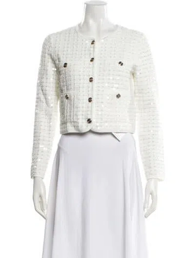 Pre-owned Maje Crew Neck Sweater In White