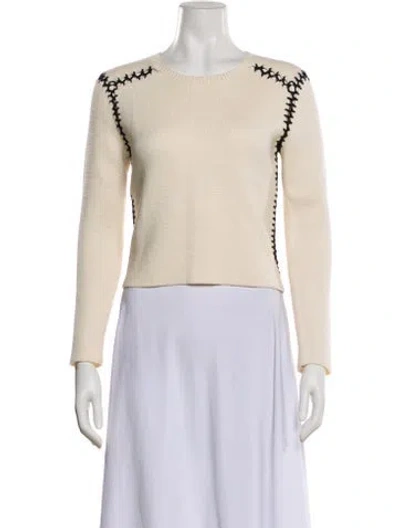 Pre-owned Maje Crew Neck Sweater In White