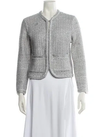 Pre-owned Maje Crew Neck Sweater In White