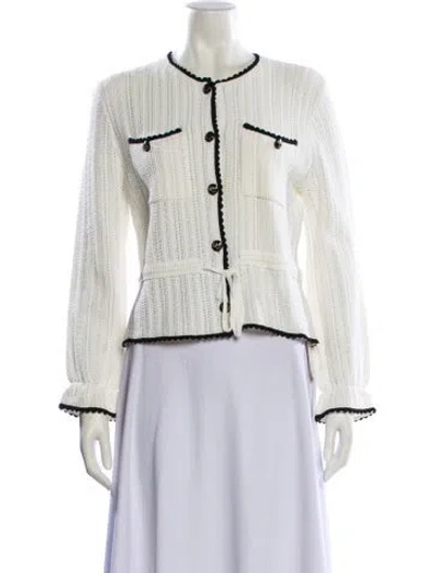 Pre-owned Maje Crew Neck Sweater In White