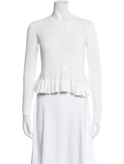 Pre-owned Maje Crew Neck Sweater In White