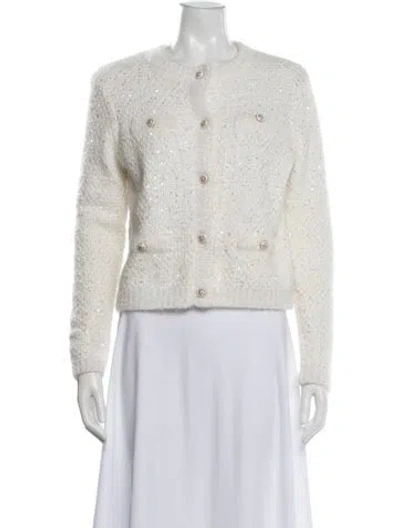 Pre-owned Maje Crew Neck Sweater In White