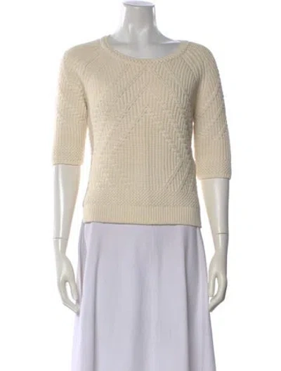 Pre-owned Maje Crew Neck Sweater In White