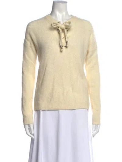 Pre-owned Maje Crew Neck Sweater In White