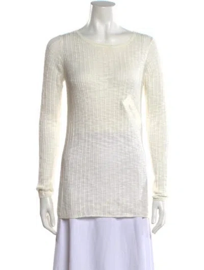 Pre-owned Maje Crew Neck Sweater In White