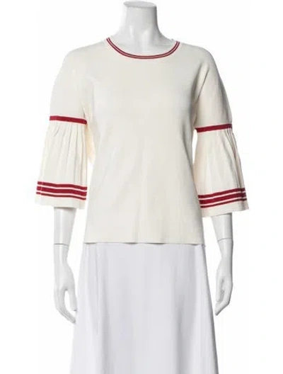 Pre-owned Maje Crew Neck Sweater In White