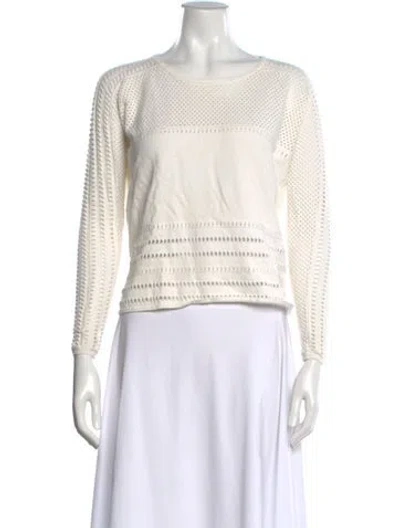 Pre-owned Maje Crew Neck Sweater In White