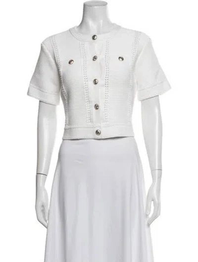 Pre-owned Maje Crew Neck Sweater In White