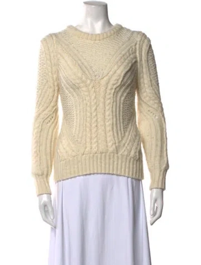 Pre-owned Maje Crew Neck Sweater In White