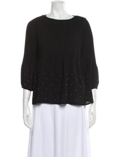 Pre-owned Maje Crew Neck Three-quarter Sleeve Blouse In Gray