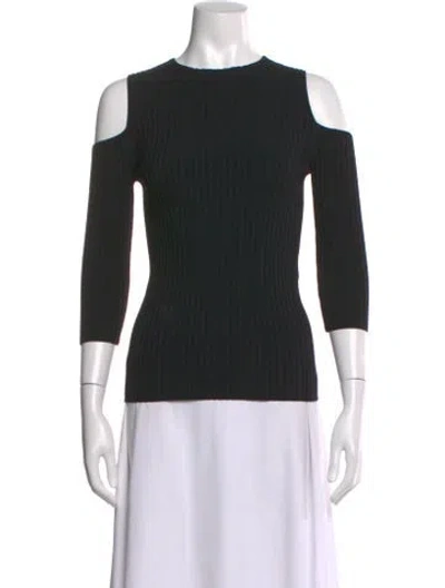 Pre-owned Maje Crew Neck Three-quarter Sleeve Top In Black