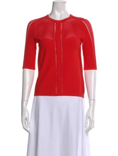 Pre-owned Maje Crew Neck Three-quarter Sleeve Top In Red