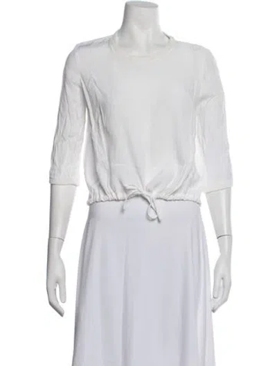 Pre-owned Maje Crew Neck Three-quarter Sleeve Top In White