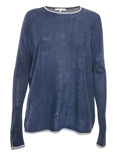Pre-owned Maje Crew-neck Long-sleeves T-shirt In Blue