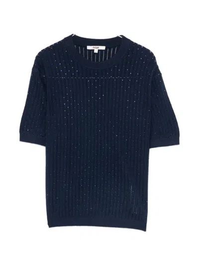 Maje Crew-neck T-shirt In Blue