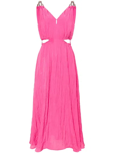 Maje Crinkled-taffeta Maxi Dress In Pink