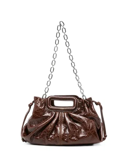 Maje Crinkled-effect Chain-link Tote Bag In Brown