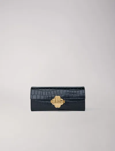 Maje Croc-effect Embossed Leather Bag For Fall/winter In Black