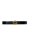 Maje Croc-effect Leather Double M Belt In Black