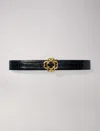 Maje Croc-effect Leather Double M Belt In Black