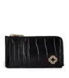 Maje Croc-embossed Leather Card Holder In Black