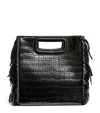 Maje M Embossed-crocodile Tote Bag In Black